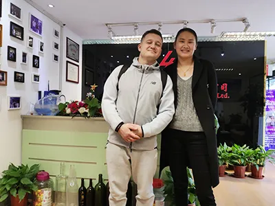 Russian client visit for discussion on glass drinking water bottles