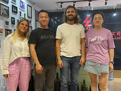 Italian client visit to discuss glass water containers