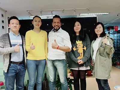 Colombian client visit for customized glass sauce bottles 