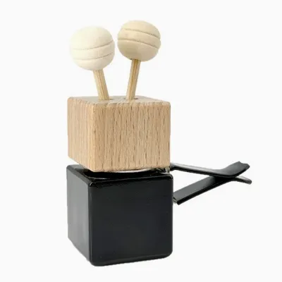 8 ml square glass car air freshener bottles with vent clip