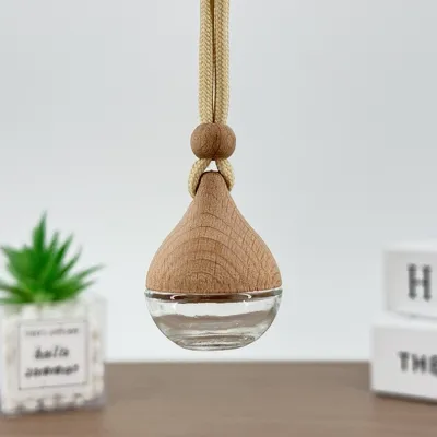 6 ml teardrop-shaped glass car air freshener bottles with hanging cord