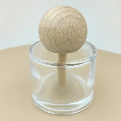 50 ml round glass car perfume bottle with wooden diffuser 
