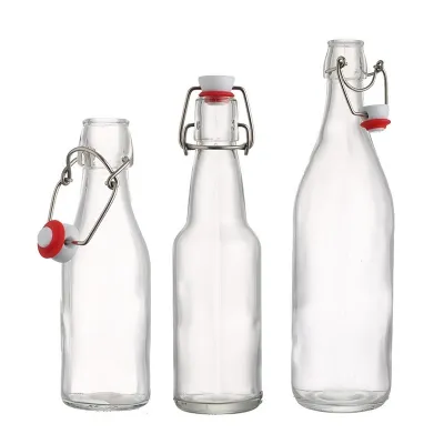 Clear swing-top glass beer bottles (250ml / 500ml / 750ml / 1000ml)