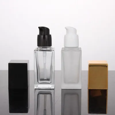Glass pump bottles for foundation packaging