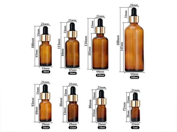 Available glass essential oil bottle styles