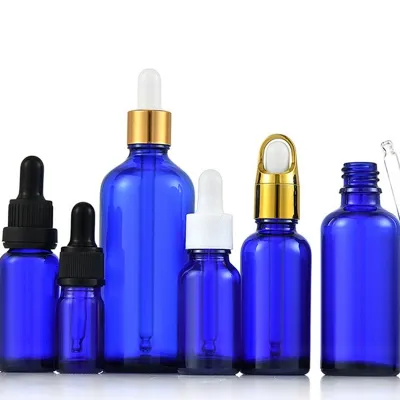 Blue Color Essential Oil Bottle