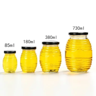 Available glass honey jar styles