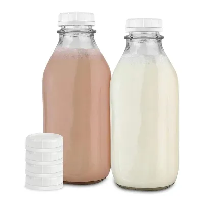 Square glass milk bottles (1000ml)