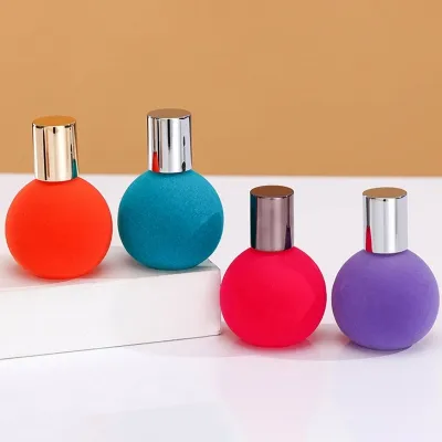 Round velvet-finish glass perfume bottles (50ml)