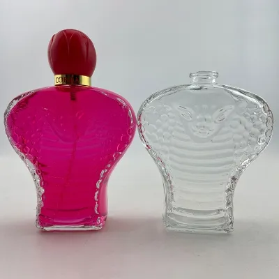 Lotus-shaped glass perfume and essential oil bottles