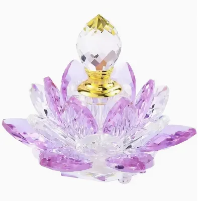 C Lotus-shaped glass perfume and essential oil bottles