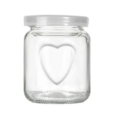 Glass pudding jars with embossed heart pattern (100ml / 150ml / 250ml)
