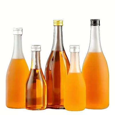 Long-neck glass sake bottles with screw cap (125ml–1000ml)