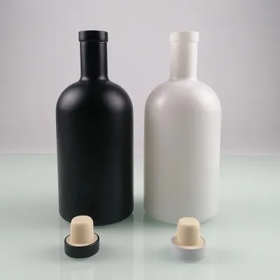 Spray-painted glass spirits bottles