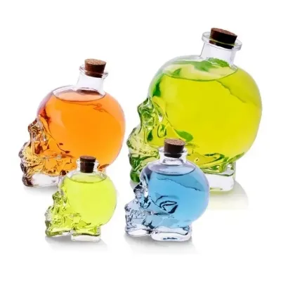Skull-shaped glass spirits bottles (100ml / 180ml / 400ml / 750ml)