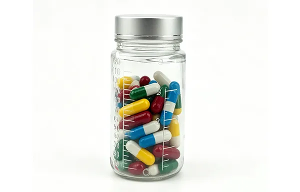 Glass Health Supplement Bottles (Wide Mouth Packer Bottles)