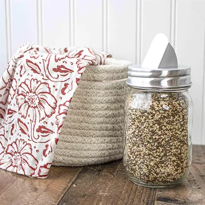 Stainless steel grain dispenser lids for Mason jars