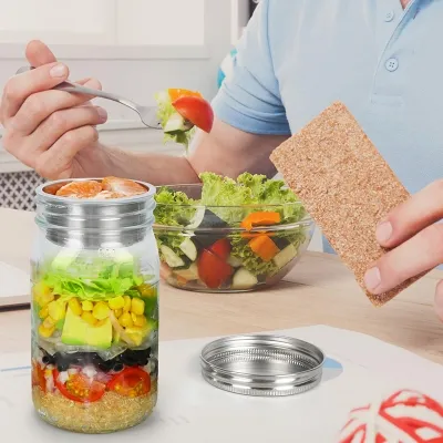 Mason jar divider cups for salads, dips, and snacks